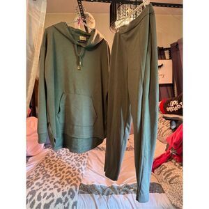 Elie Tahari luxury knit sweatsuit pajamas tracksuit-pants & hoodie sweatshirt L